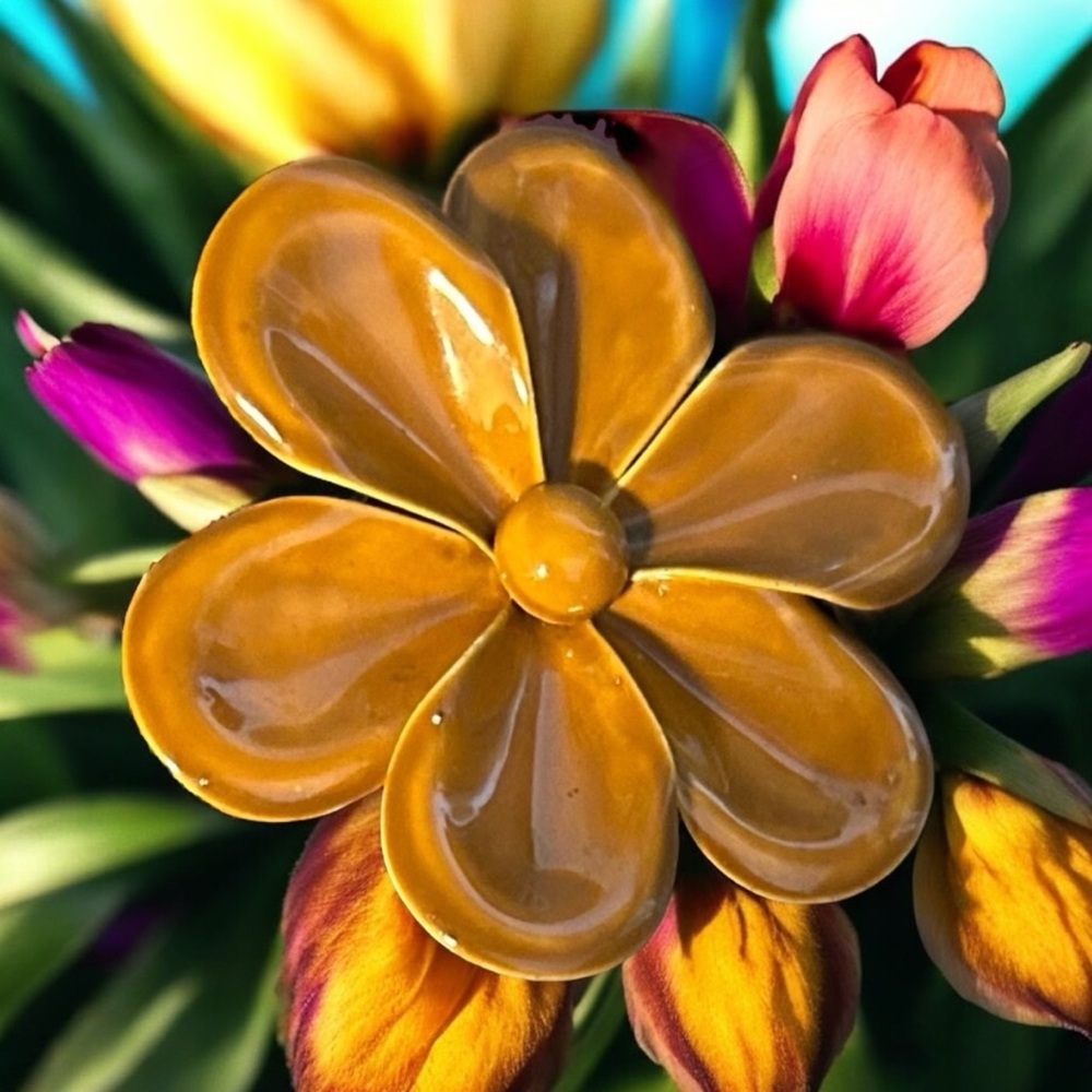 Vintage Mid Century Light Caramel Color Brooch.